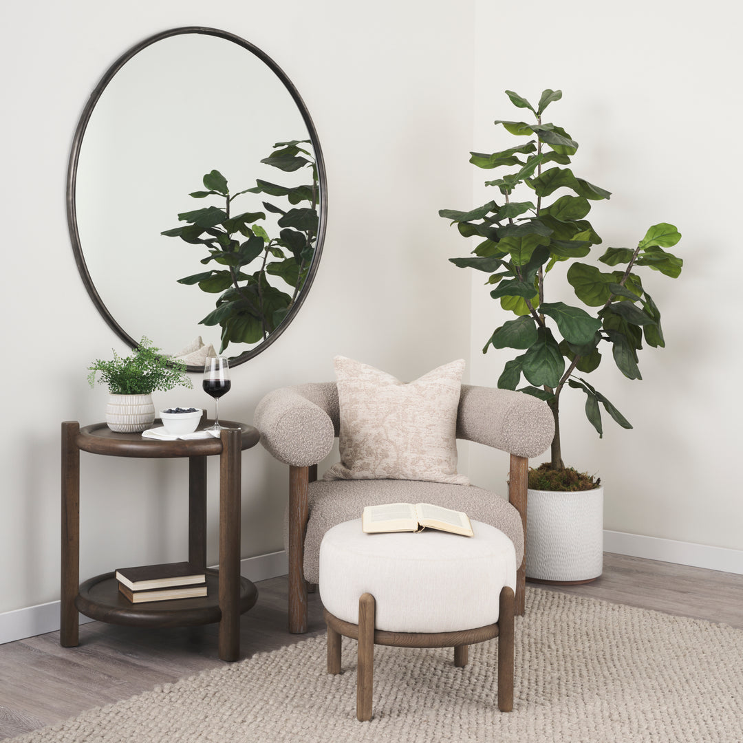Romi Dark Brown Wood w/ Bottom Shelf Round Accent Table Dining Room Mercana