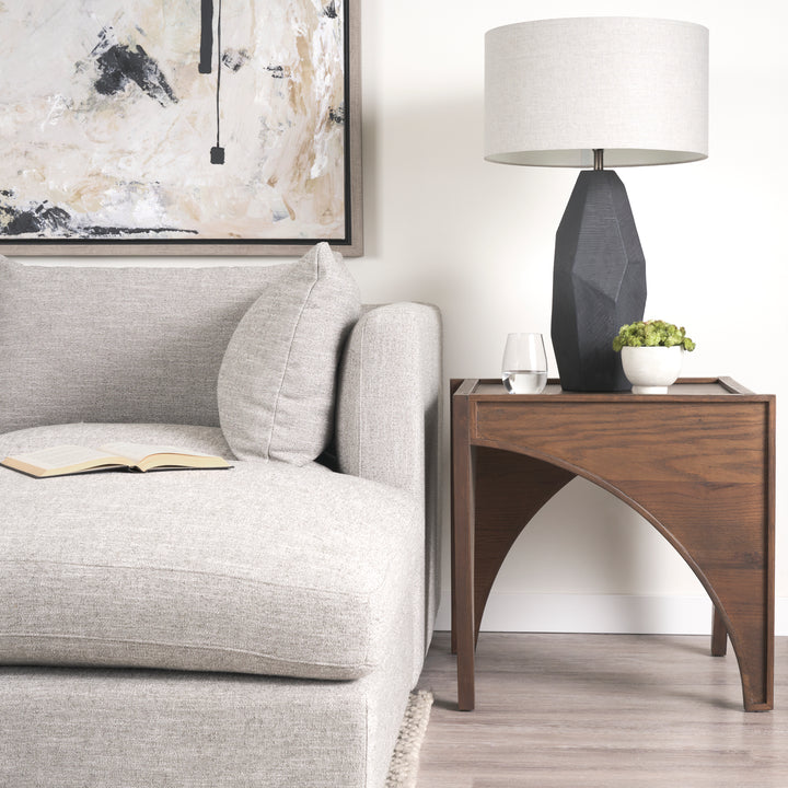 Laraya Medium Brown Wood w/ Arches End Table Living Room Mercana