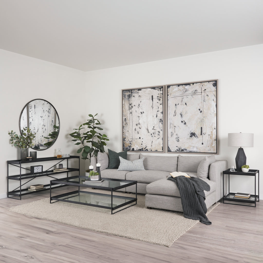 Trey Black Metal W/Glass Accent Table Dining Room Mercana