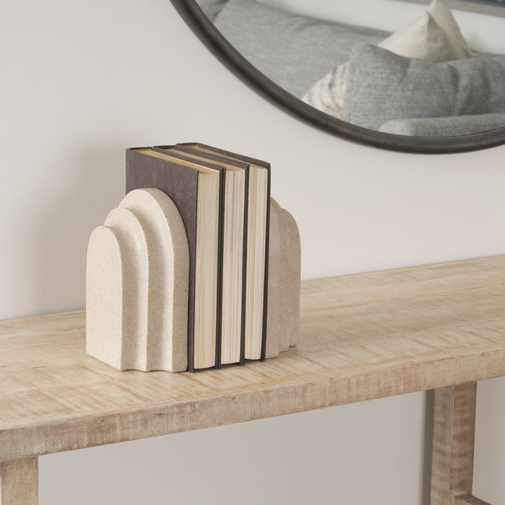 Empire Sandstone Resin Arc Book End Set Decor Mercana