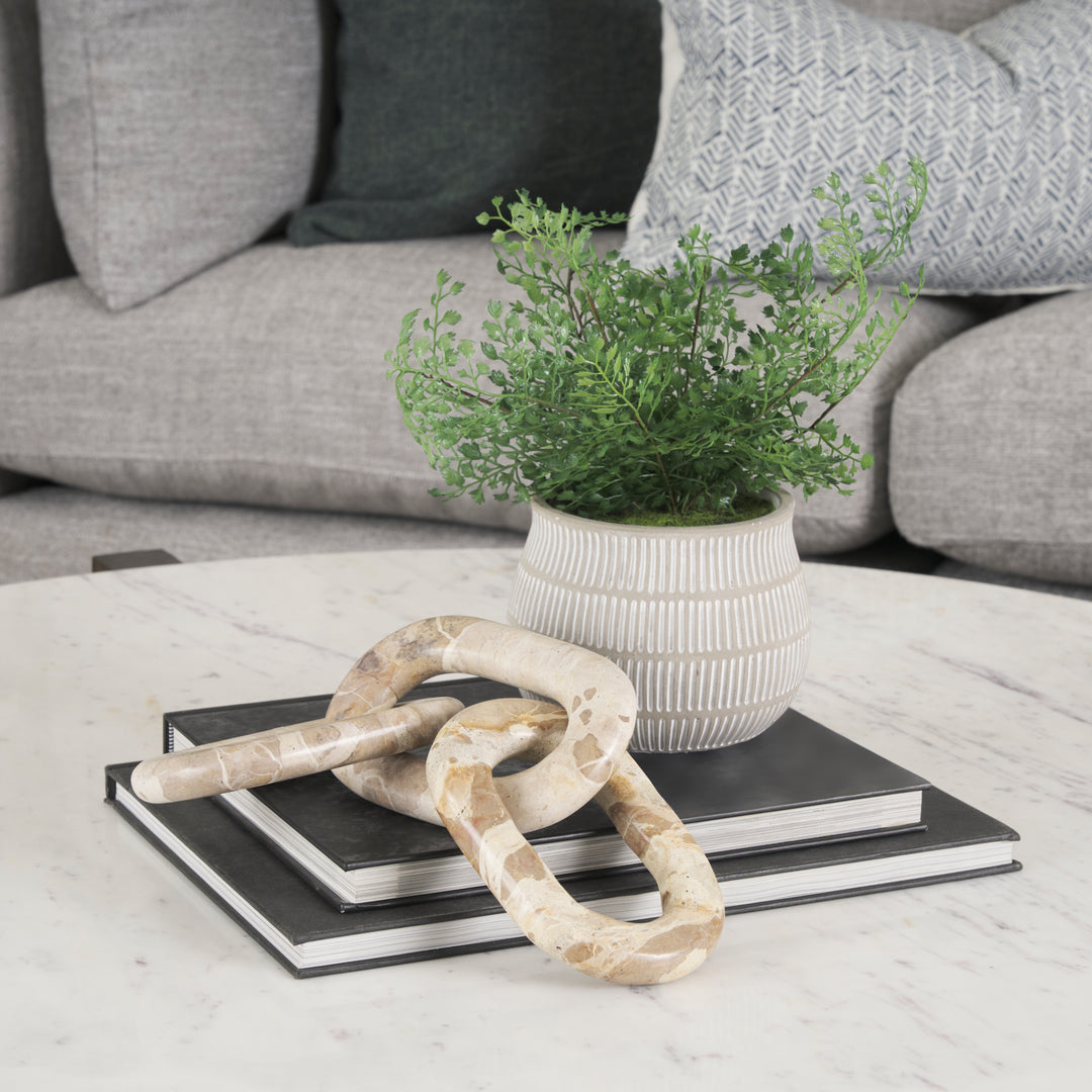 Reinir Beige Marble Chain Link Decorative Object Decor Mercana