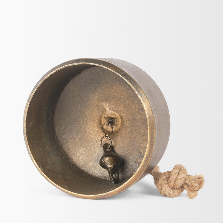 Quincy Large Gold Metal Decorative Bell Object Decor Mercana