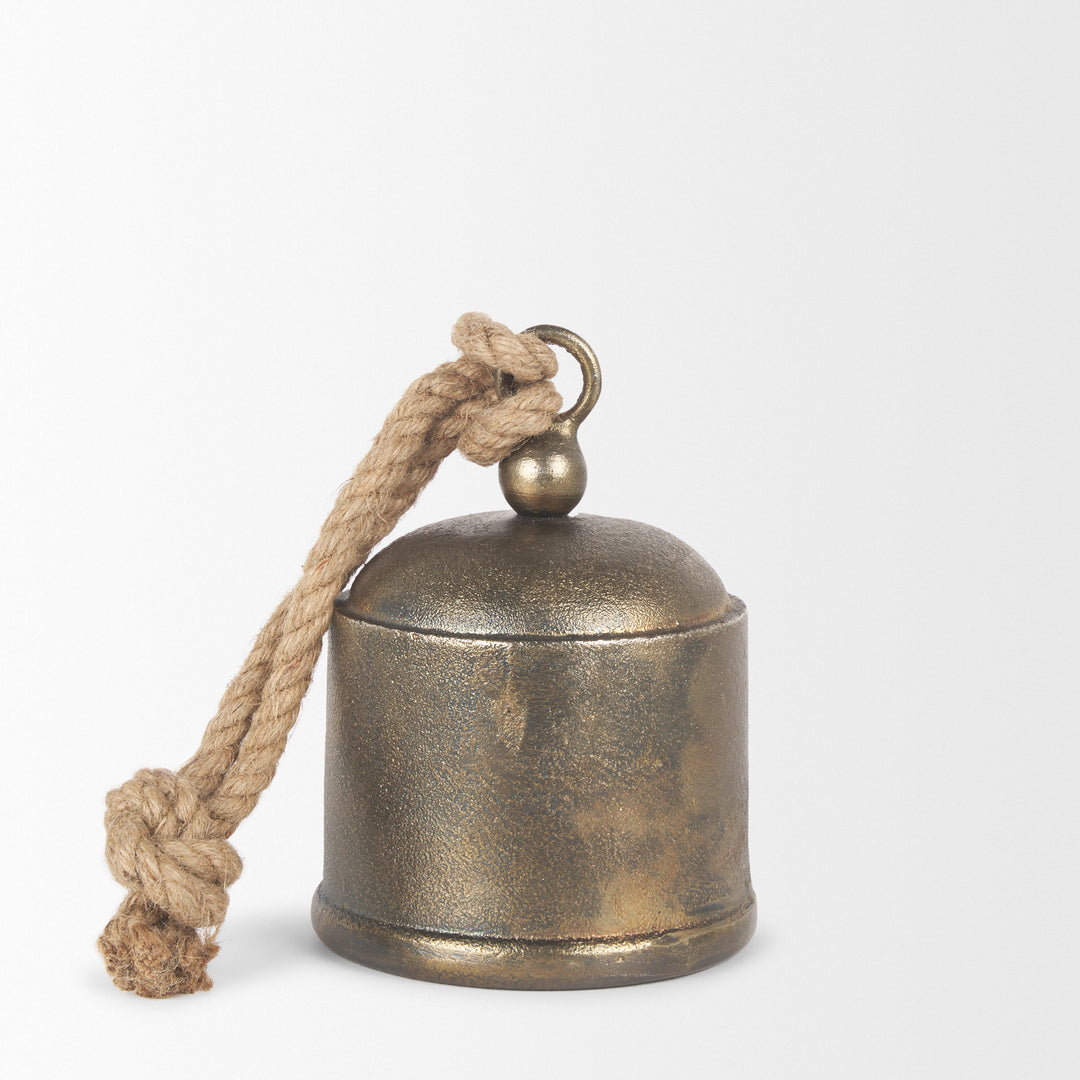 Quincy Medium Gold Metal Decorative Bell Object Decor Mercana