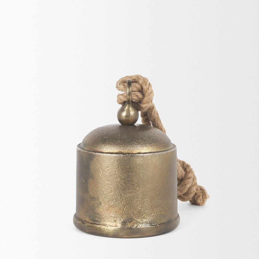 Quincy Medium Gold Metal Decorative Bell Object Decor Mercana