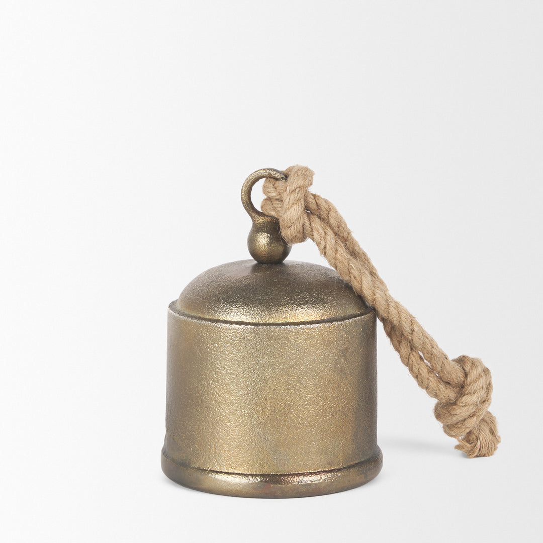 Quincy Medium Gold Metal Decorative Bell Object Decor Mercana