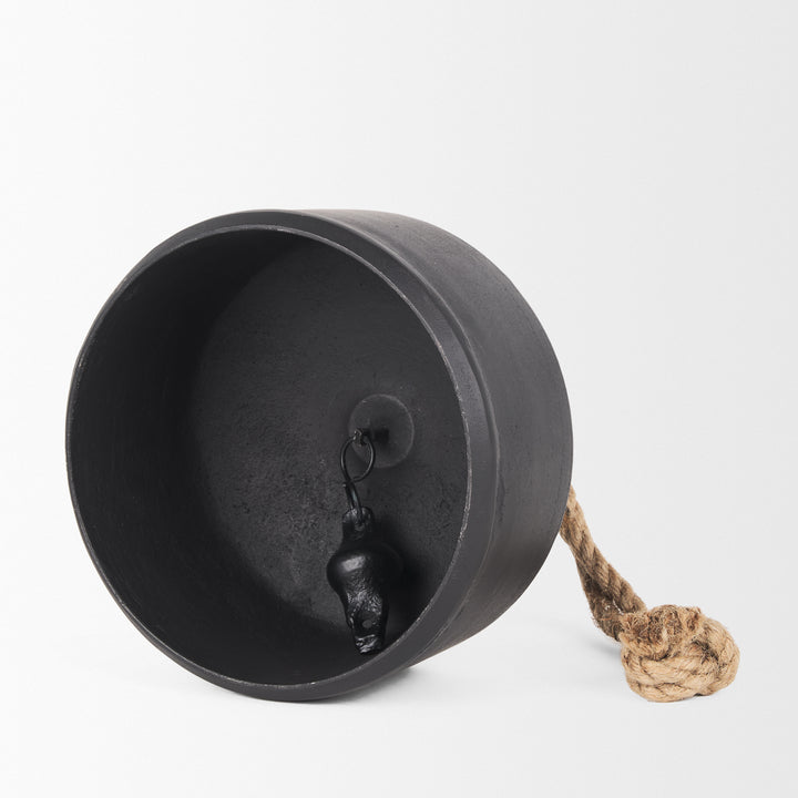 Quincy Large Matte Black Metal Decorative Bell Object Decor Mercana