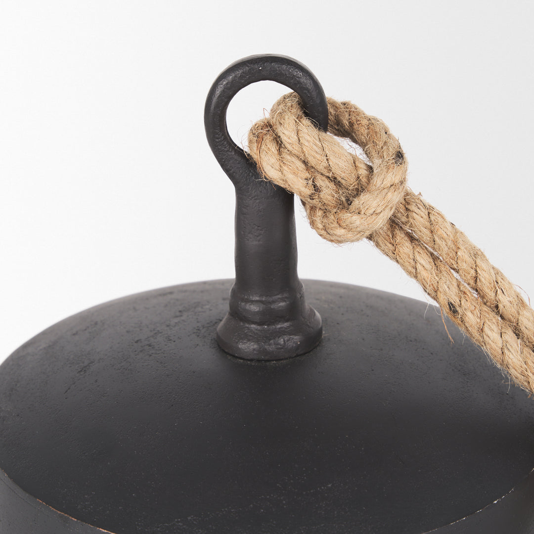 Quincy Large Matte Black Metal Decorative Bell Object Decor Mercana