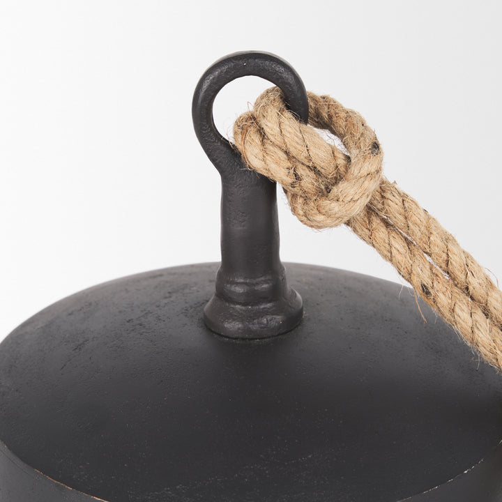 Quincy Large Matte Black Metal Decorative Bell Object Decor Mercana