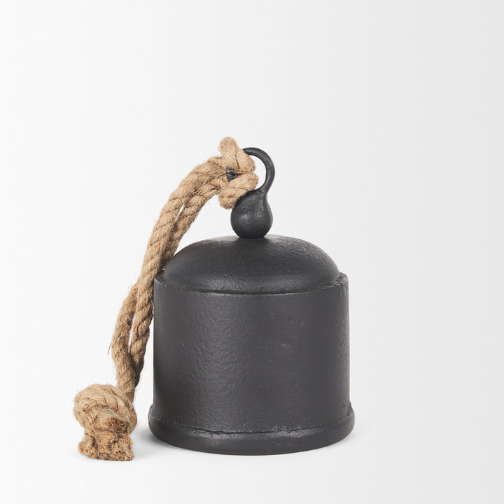 Quincy Medium Matte Black Metal Decorative Bell Object Decor Mercana
