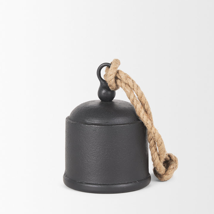 Quincy Medium Matte Black Metal Decorative Bell Object Decor Mercana
