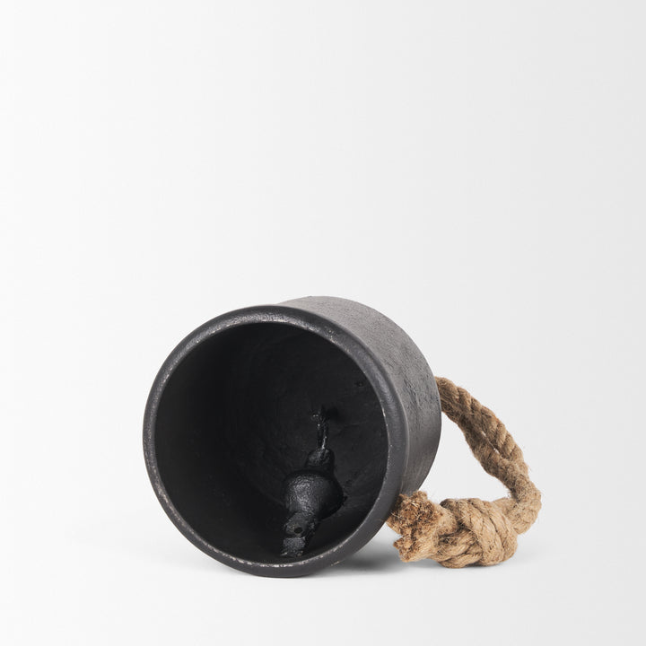 Quincy Medium Matte Black Metal Decorative Bell Object Decor Mercana