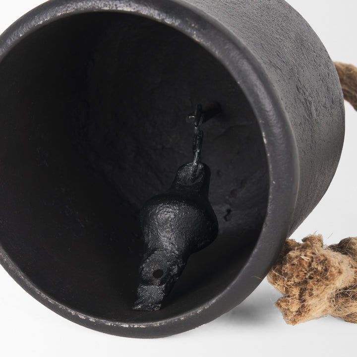 Quincy Medium Matte Black Metal Decorative Bell Object Decor Mercana