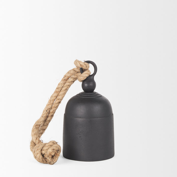 Quincy Small Matte Black Metal Decorative Bell Object Decor Mercana