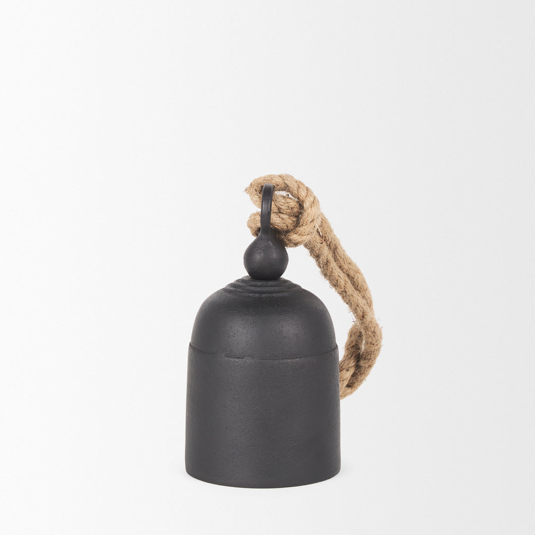 Quincy Small Matte Black Metal Decorative Bell Object Decor Mercana