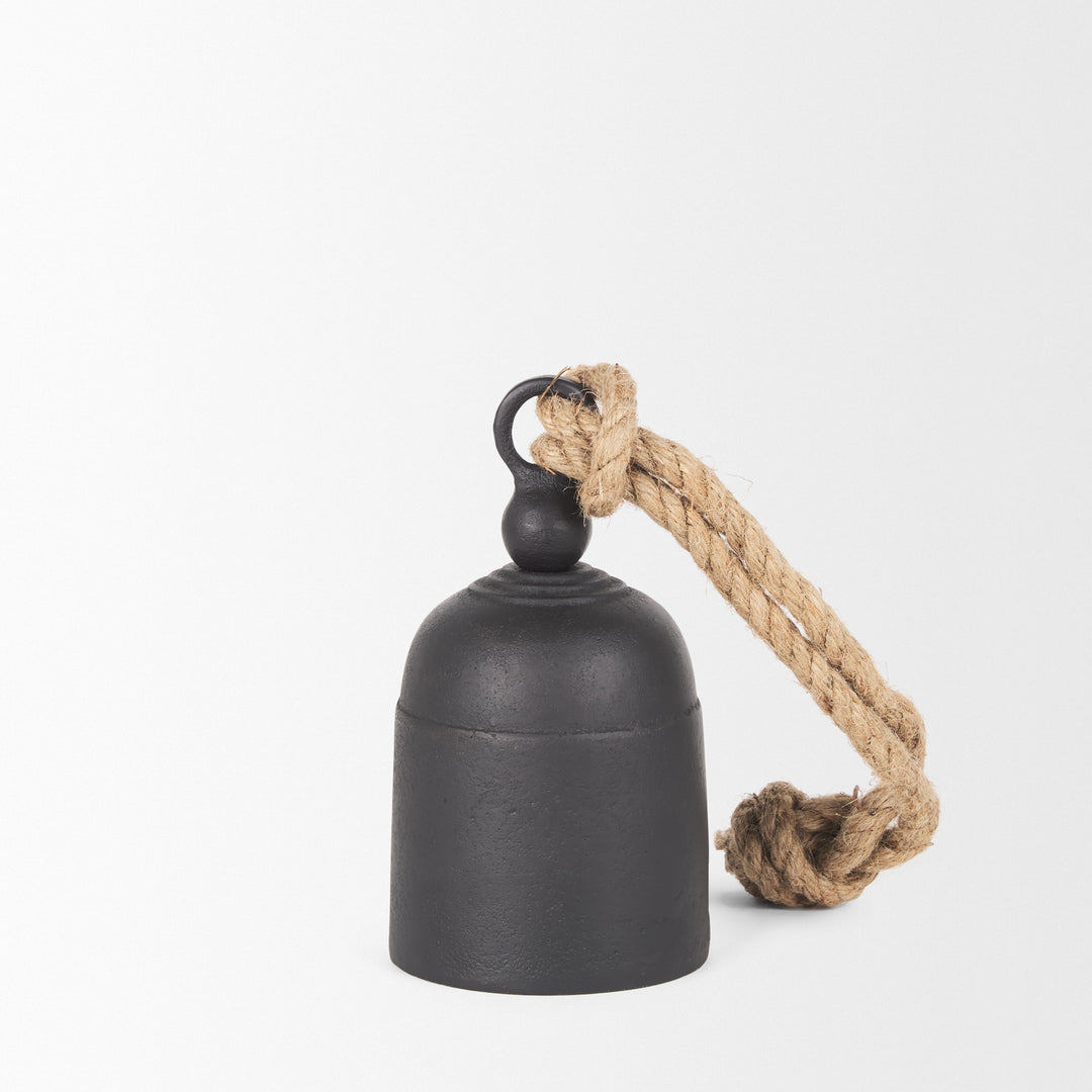 Quincy Small Matte Black Metal Decorative Bell Object Decor Mercana