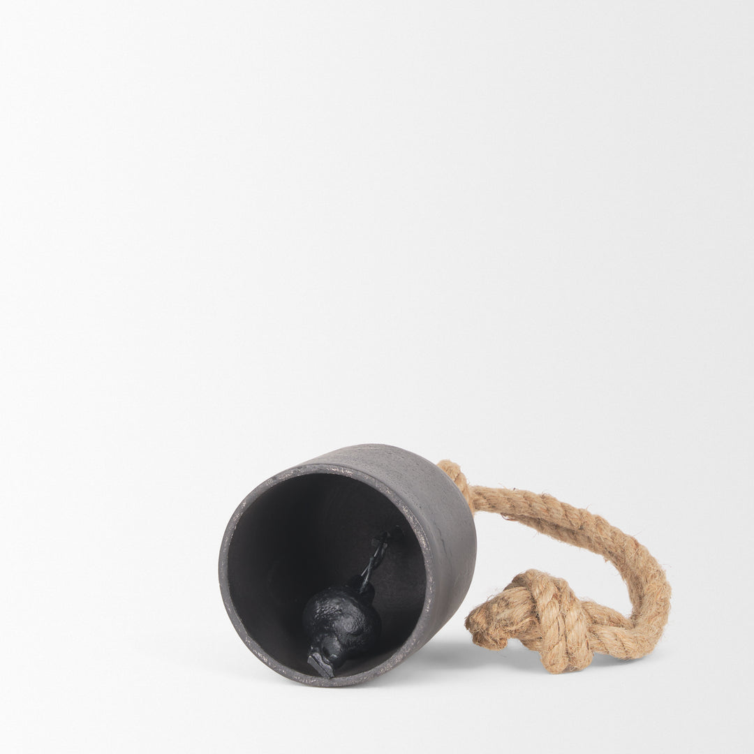 Quincy Small Matte Black Metal Decorative Bell Object Decor Mercana