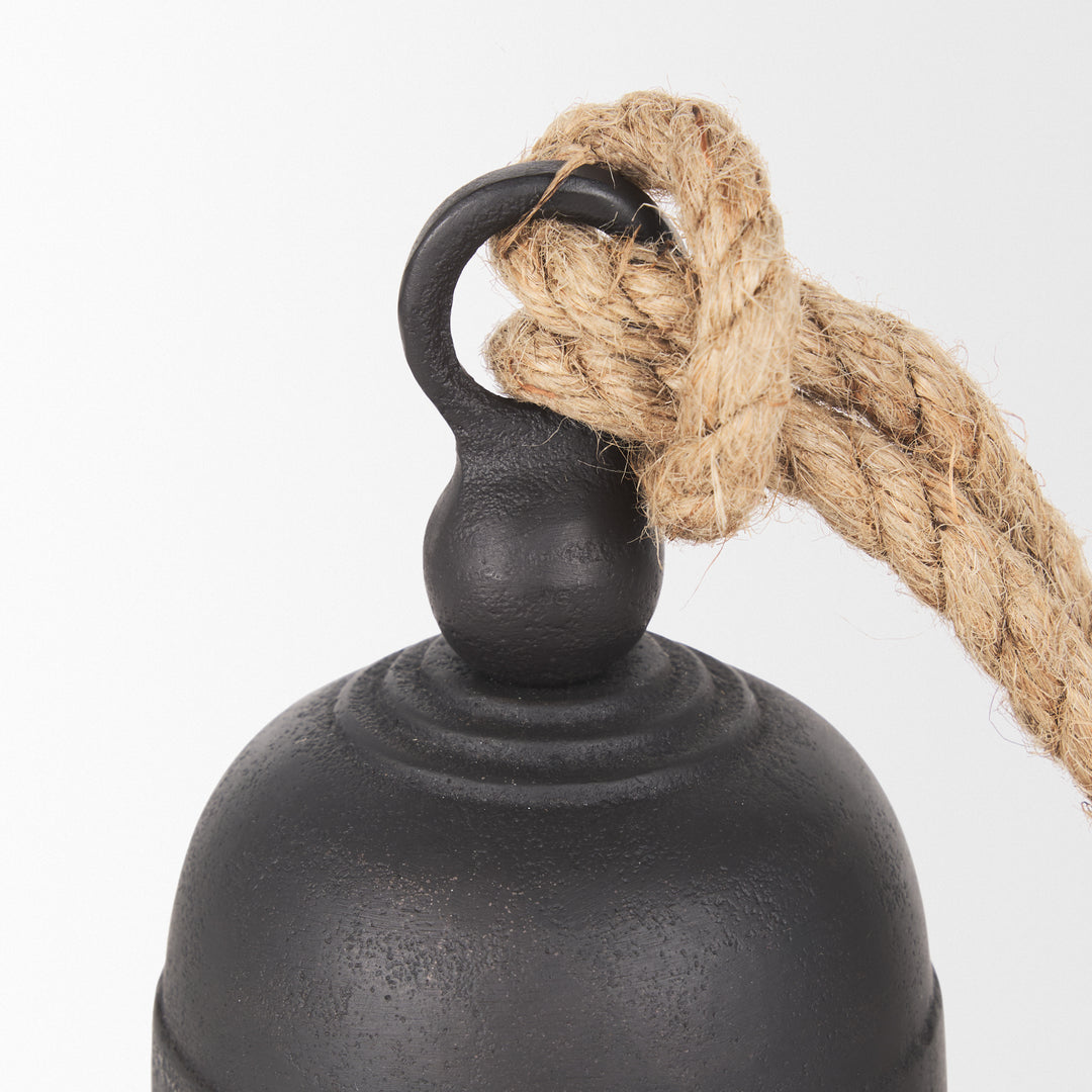 Quincy Small Matte Black Metal Decorative Bell Object Decor Mercana