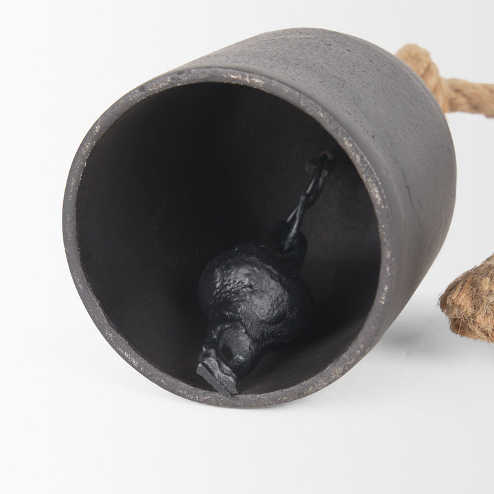 Quincy Small Matte Black Metal Decorative Bell Object Decor Mercana