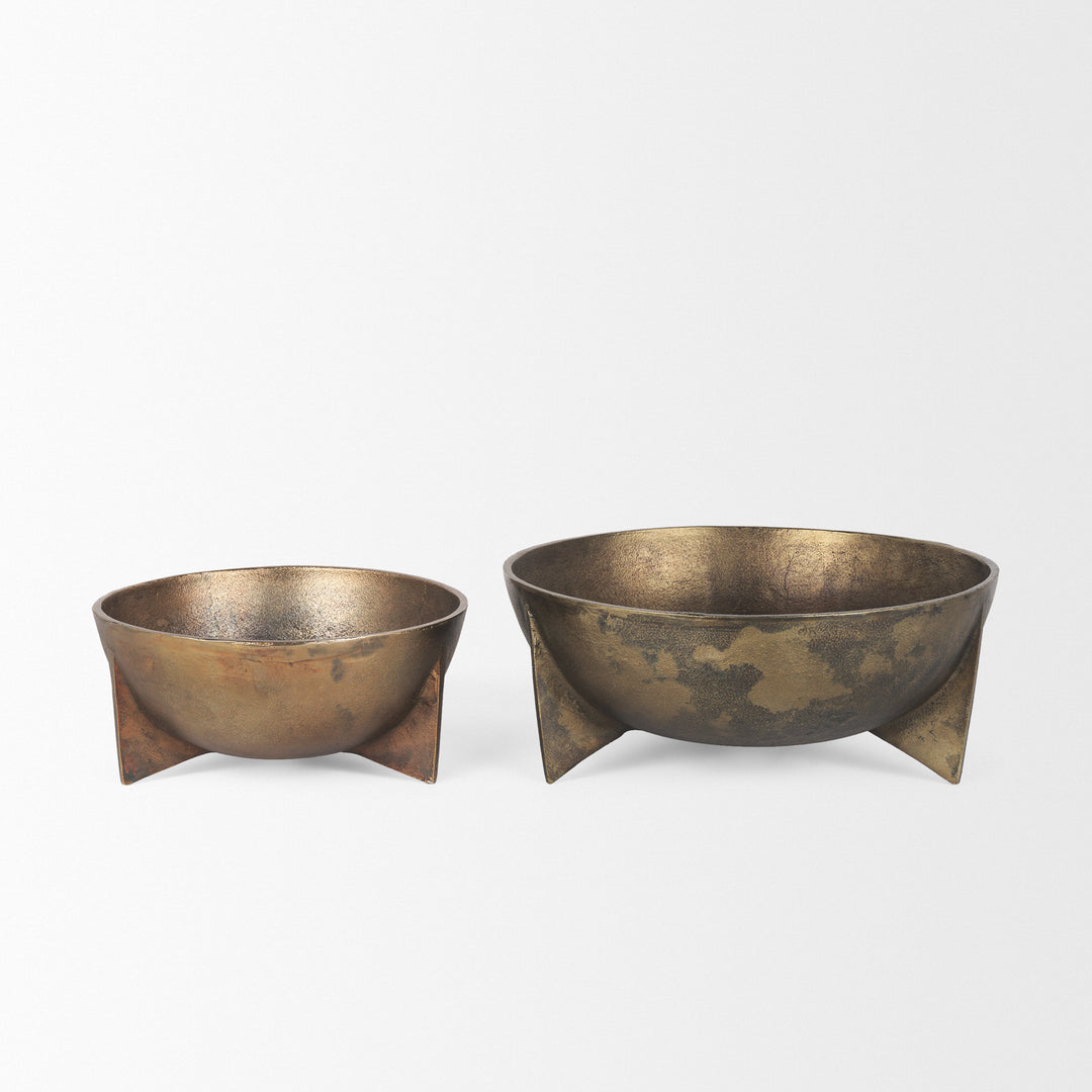 Quita Large Gold Metal Decorative Bowls (Set of 2) Decor Mercana