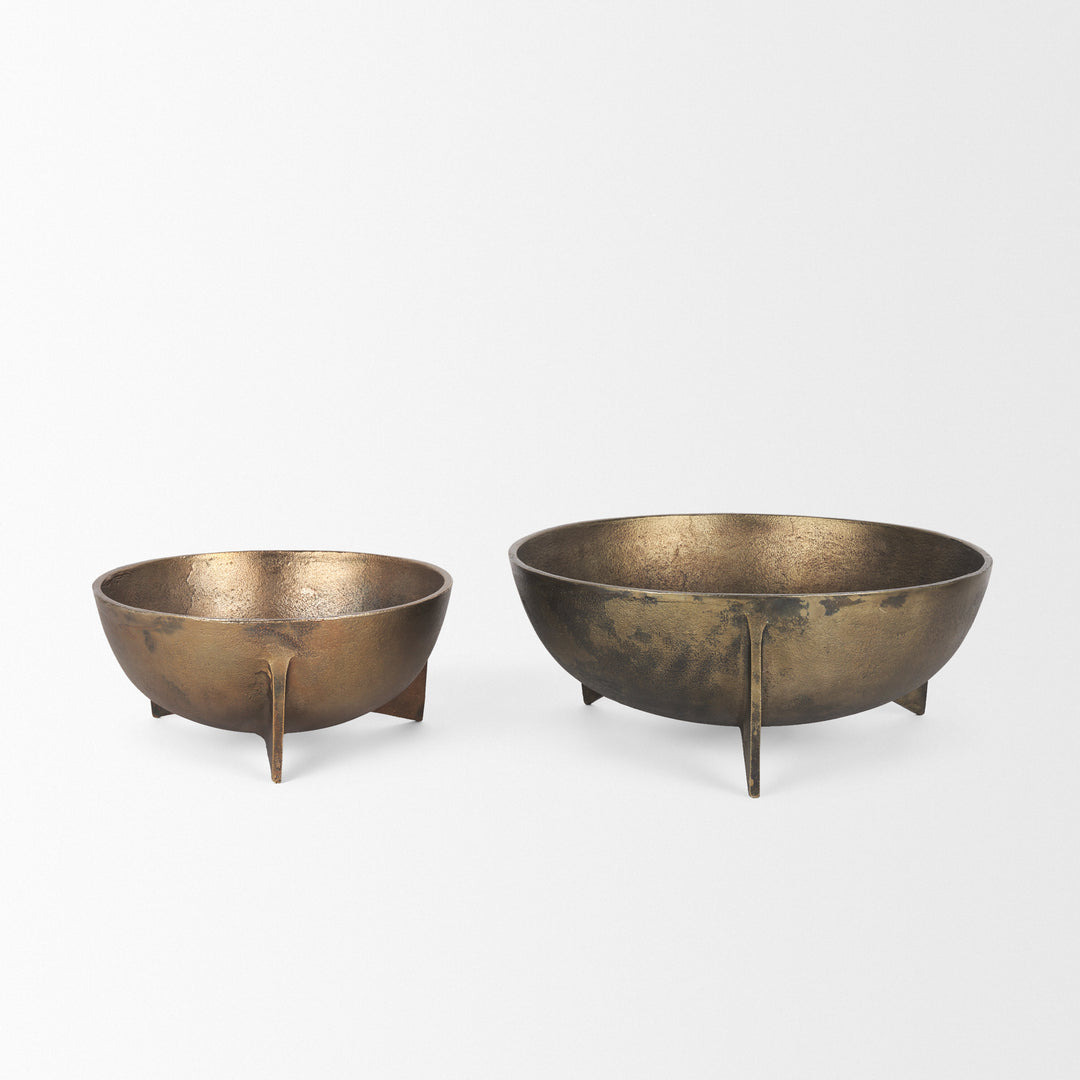 Quita Large Gold Metal Decorative Bowls (Set of 2) Decor Mercana