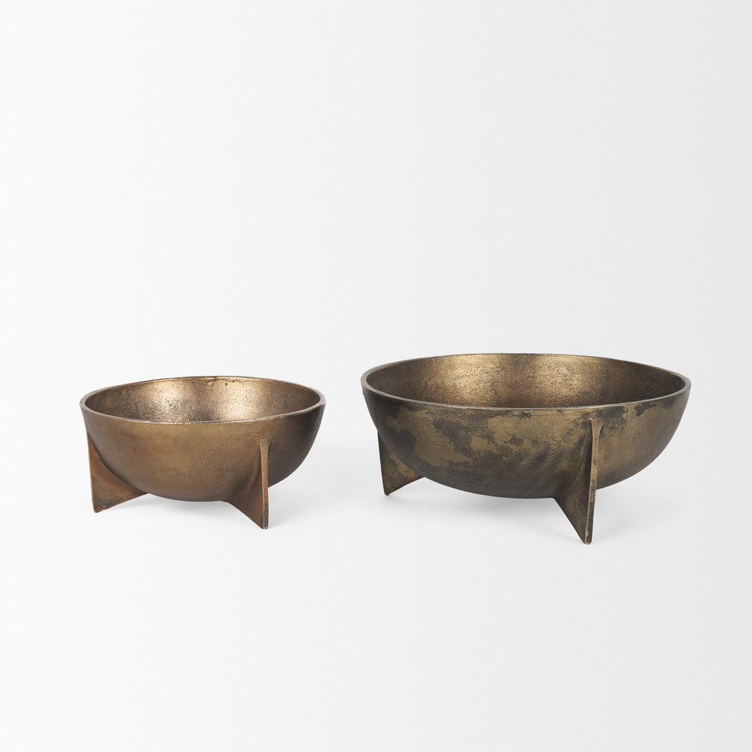 Quita Large Gold Metal Decorative Bowls (Set of 2) Decor Mercana