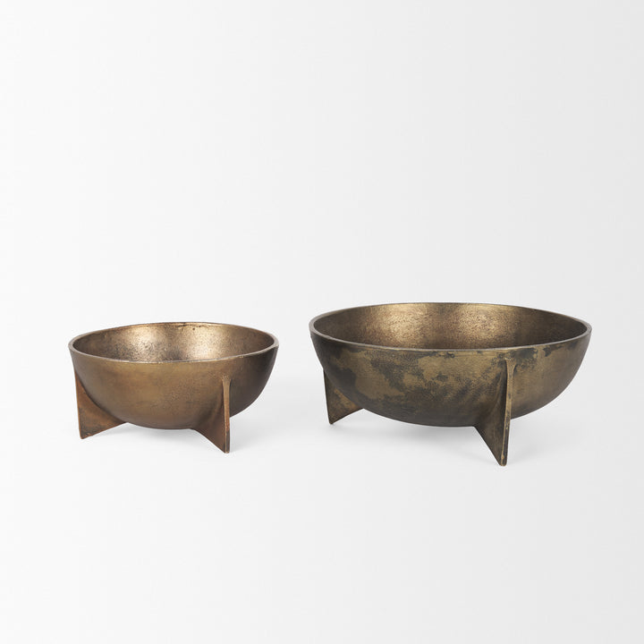 Quita Large Gold Metal Decorative Bowls (Set of 2) Decor Mercana