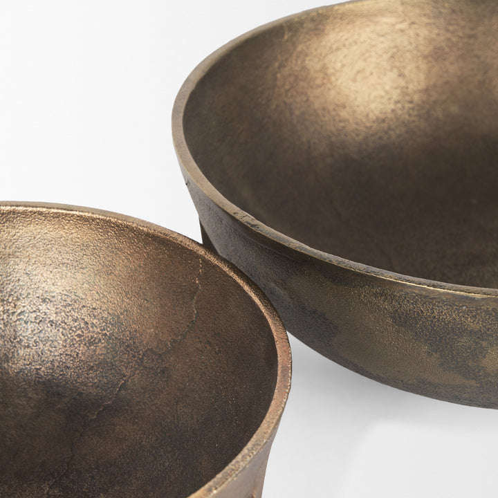 Quita Large Gold Metal Decorative Bowls (Set of 2) Decor Mercana