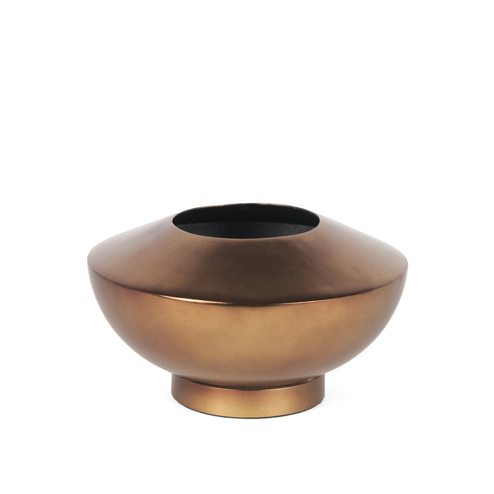 Quiana Medium Textured Gold Metal Vase Decor Mercana
