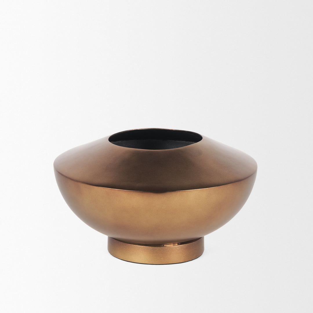 Quiana Medium Textured Gold Metal Vase Decor Mercana