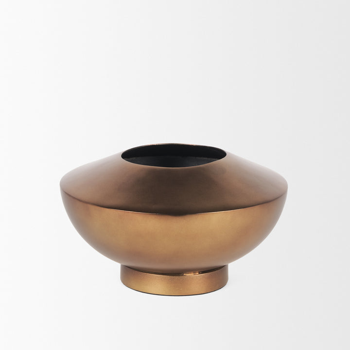 Quiana Medium Textured Gold Metal Vase Decor Mercana