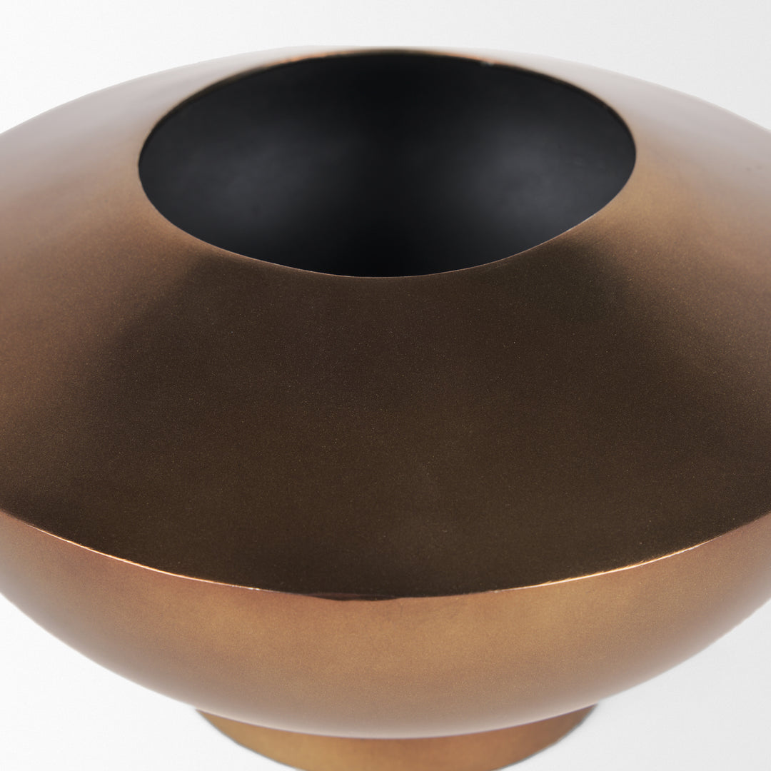 Quiana Medium Textured Gold Metal Vase Decor Mercana