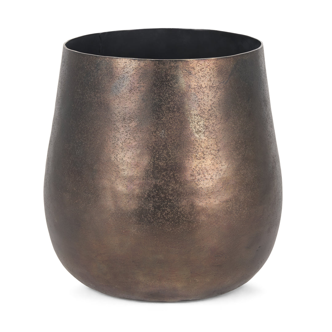 Quade Large Textured Gold Metal Planter Decor Mercana