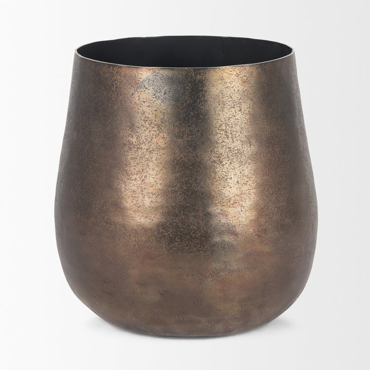 Quade Large Textured Gold Metal Planter Decor Mercana