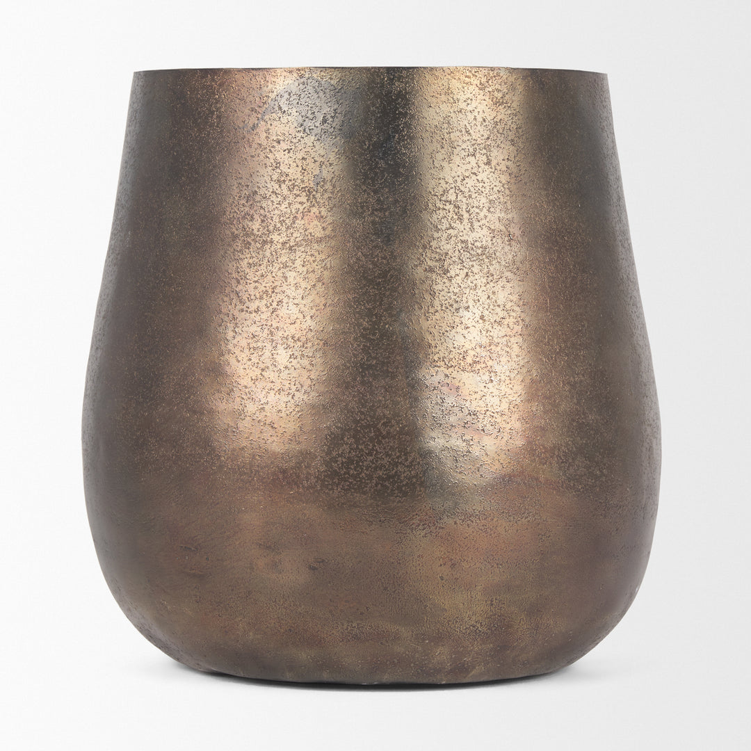 Quade Large Textured Gold Metal Planter Decor Mercana