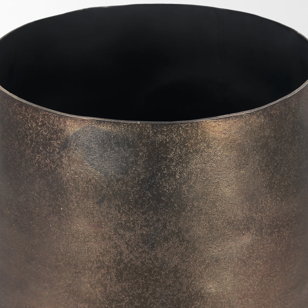 Quade Large Textured Gold Metal Planter Decor Mercana