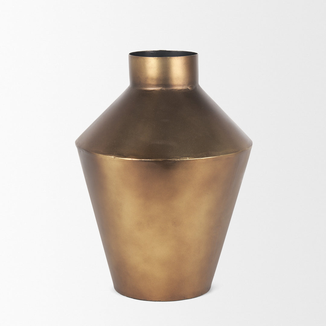 Perrin Small Brushed Gold Metal Decorative Vase Decor Mercana