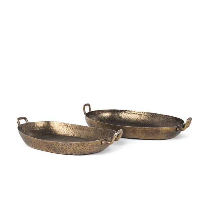 Pama Hammered Gold Metal Decorative Trays (Set of 2) Decor Mercana