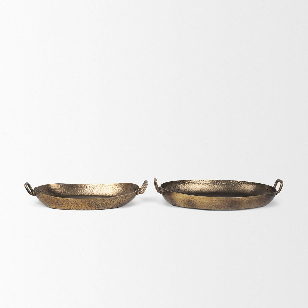 Pama Hammered Gold Metal Decorative Trays (Set of 2) Decor Mercana