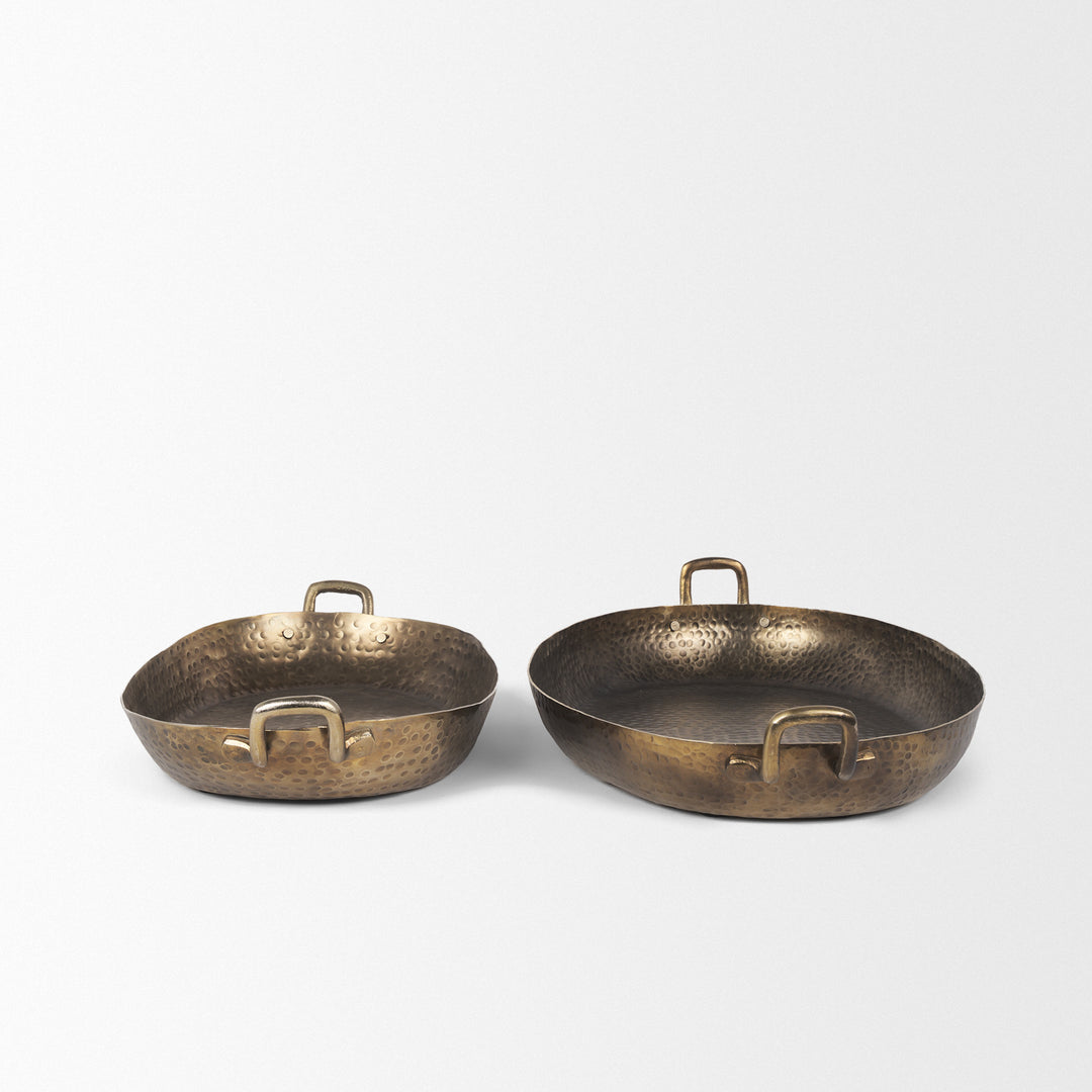 Pama Hammered Gold Metal Decorative Trays (Set of 2) Decor Mercana