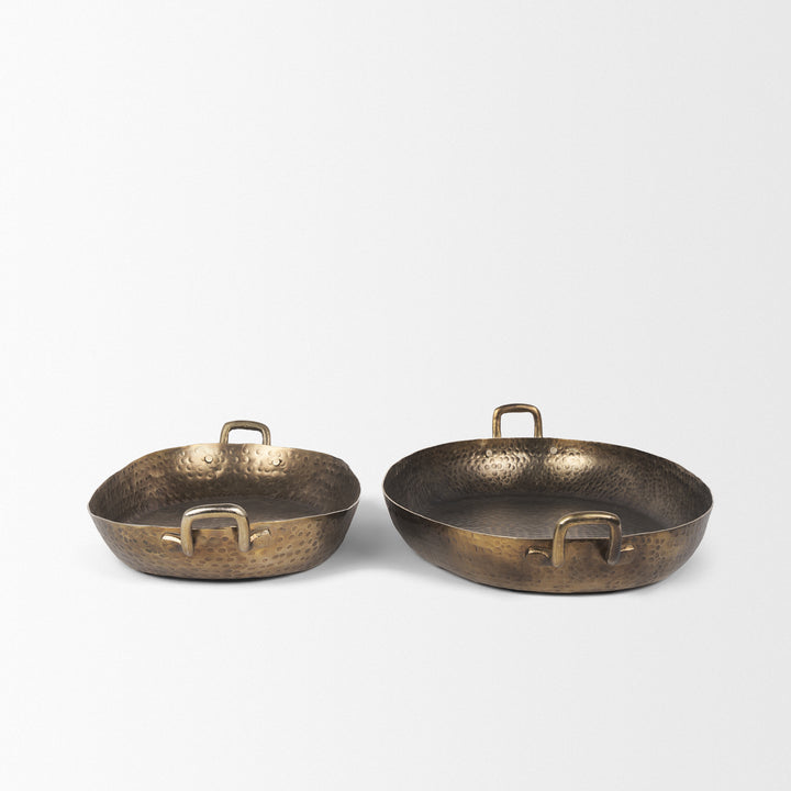 Pama Hammered Gold Metal Decorative Trays (Set of 2) Decor Mercana