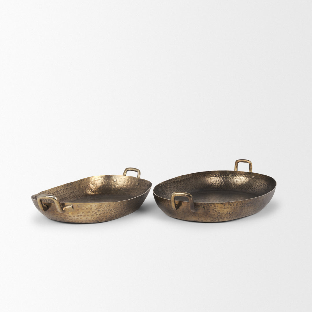 Pama Hammered Gold Metal Decorative Trays (Set of 2) Decor Mercana