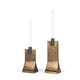 Polli Antiqued Gold w/ Matte Black Metal Taper Candleholders (Set of 2) Decor Mercana