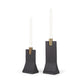 Polli Matte Black w/ Brushed Gold Metal Taper Candleholders (Set of 2) Decor Mercana