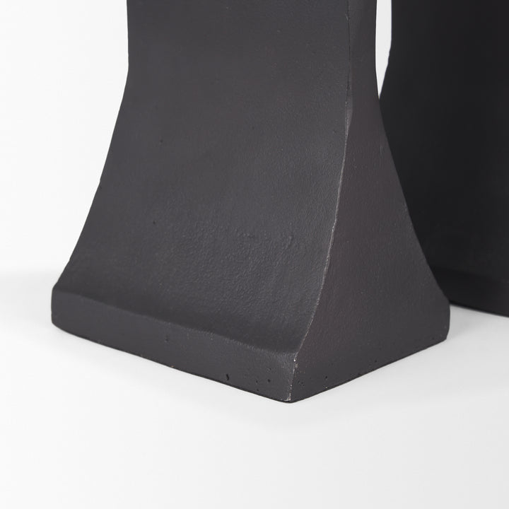 Polli Matte Black w/ Brushed Gold Metal Taper Candleholders (Set of 2) Decor Mercana