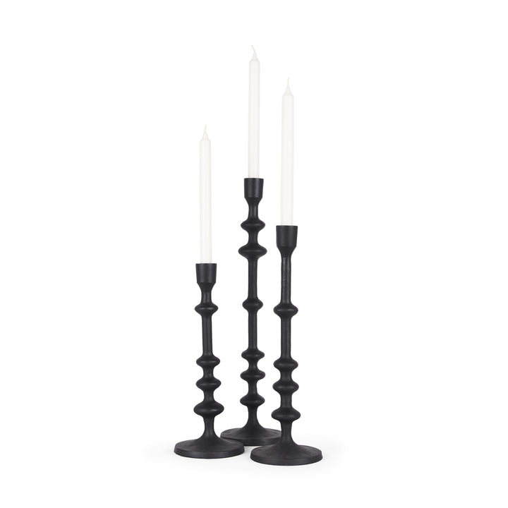 Paolo Matte Black Metal Candle Holder (Set of 3) Decor Mercana