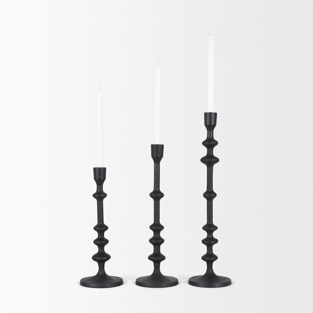 Paolo Matte Black Metal Candle Holder (Set of 3) Decor Mercana