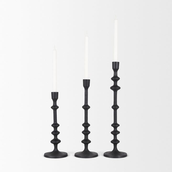 Paolo Matte Black Metal Candle Holder (Set of 3) Decor Mercana