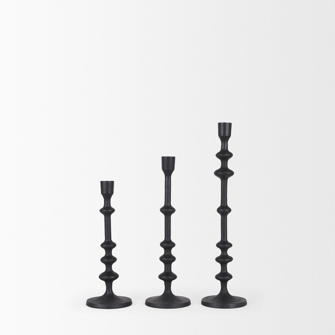 Paolo Matte Black Metal Candle Holder (Set of 3) Decor Mercana