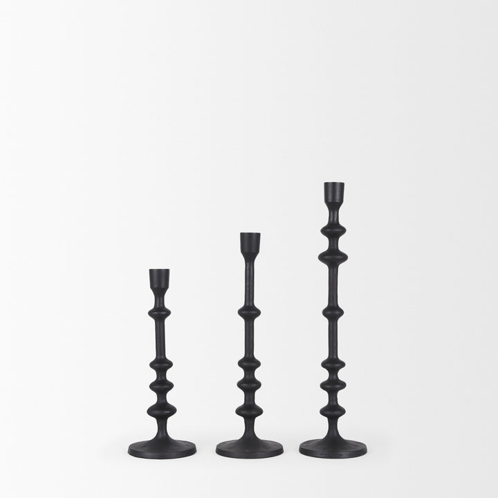 Paolo Matte Black Metal Candle Holder (Set of 3) Decor Mercana