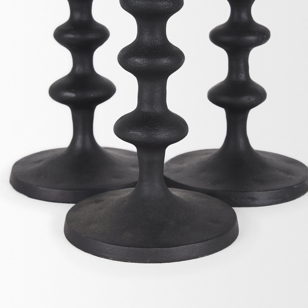 Paolo Matte Black Metal Candle Holder (Set of 3) Decor Mercana